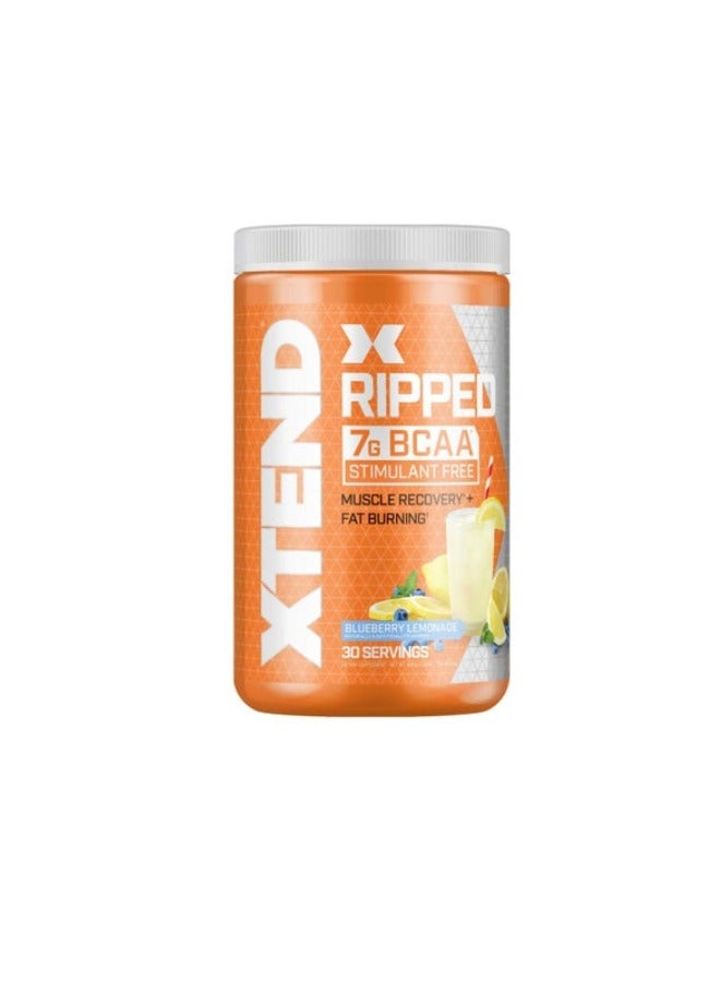 Xtend Ripped 7G BCAA Stimulant Free, Muscle Recovery + Fat Burning, Blueberry Lemonade Flavor, 30 Servings