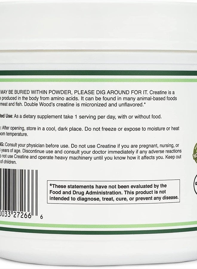 Creatine Monohydrate Powder 1.1lbs (100 Servings of 5 Grams Each - Third Party Tested Micronized Creatine Powder) (with Scoop)(Creatina Monohidratada) by Double Wood