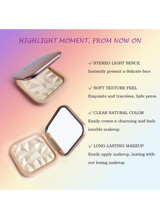 Highlighter Makeup Palette Shimmer Contour Palette Powder For Brighten Face Contour Gold Cheek Highlight Makeuplong Lasting Highlighter Powder With Mirror For Illuminator Makeup(Champagne Gold)