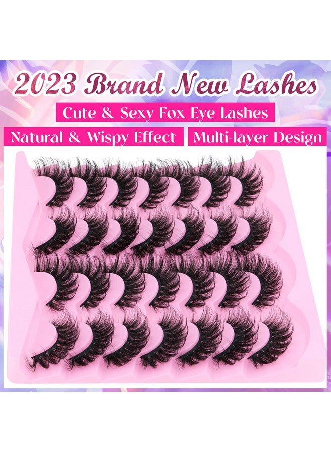 Fox Eye Lashes Natural False Eyelashes Fluffy Mink Lashes Cat Eye Lashes 18Mm Wispy Faux Mink Eyelashes Pack C Curl Strip Fake Eyelashes By Tnfvloneins