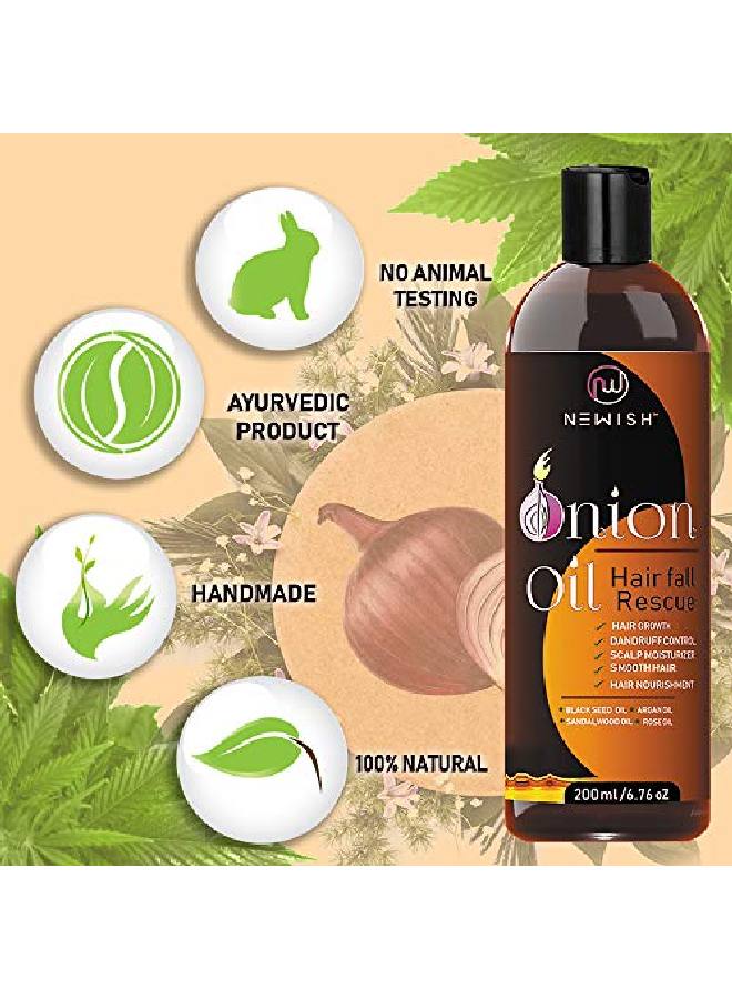 Red Onion Oil For Hair Regrowth Men & Women ; Essential Oil ; Nourishing Hair Fall Treatment & Control Dandruff ; 99.9% Success Ratio ; 200Ml