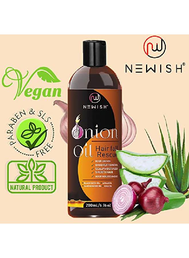 Red Onion Oil For Hair Regrowth Men & Women ; Essential Oil ; Nourishing Hair Fall Treatment & Control Dandruff ; 99.9% Success Ratio ; 200Ml