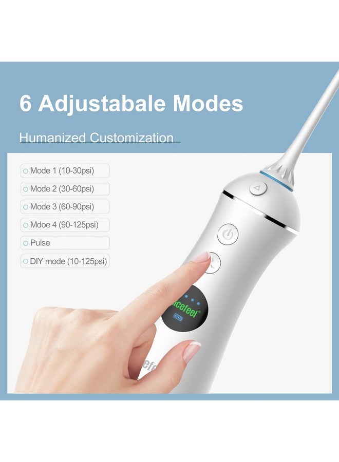 Portable Water Flosser Cordless Rechargeable Dental Cleaner Irrigator With Gravity Ball Lcd Display 300Ml Tank 6 Modes 4 Jet Tips And Ipx7 Water Proof For Travel & Home & Braces