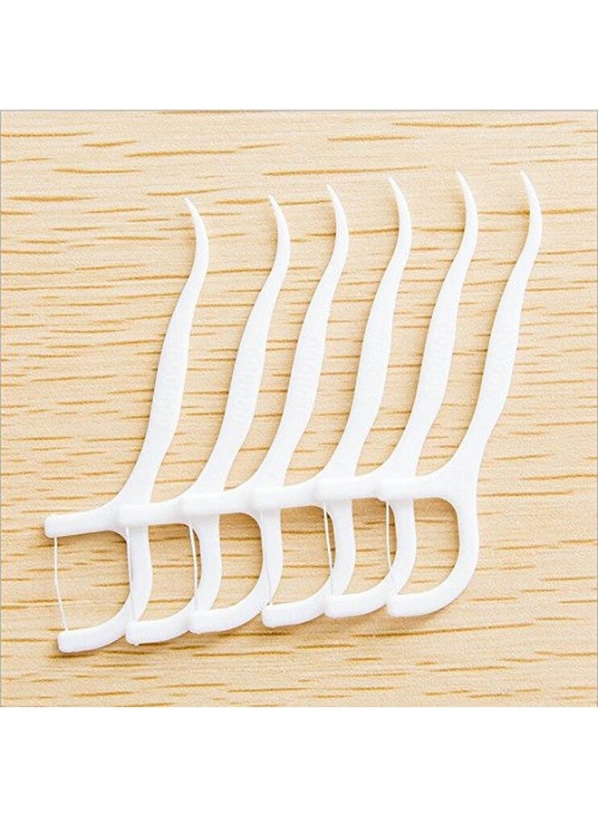 Vndeful 100Pcs(5 Packets ) White Dental Floss Picks Toothpicks Stick Oral Care