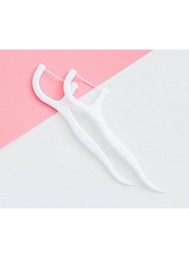 Vndeful 100Pcs(5 Packets ) White Dental Floss Picks Toothpicks Stick Oral Care