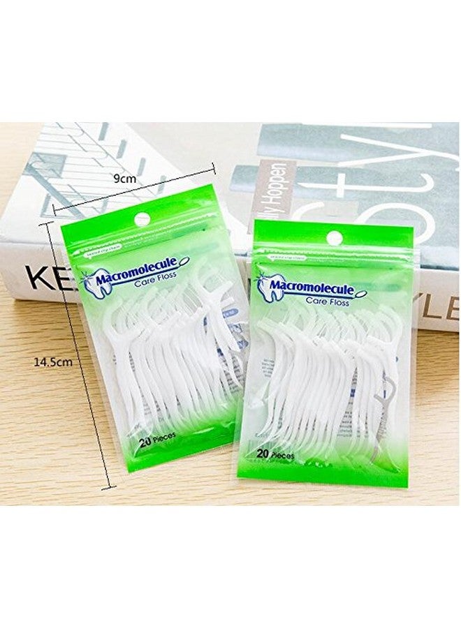 Vndeful 100Pcs(5 Packets ) White Dental Floss Picks Toothpicks Stick Oral Care