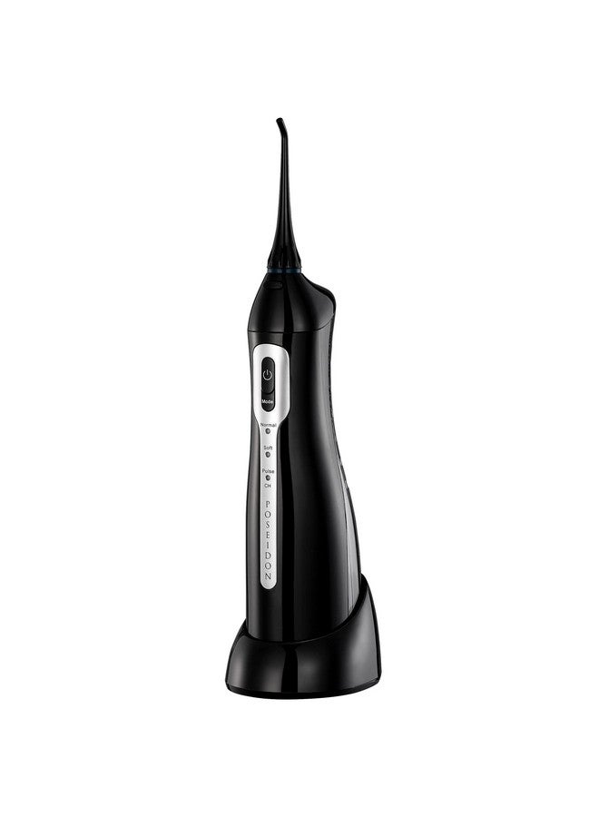 Oral Irrigator By Poseidon Portable And Cordless Water Flosser (Wcharging Cradle Black)