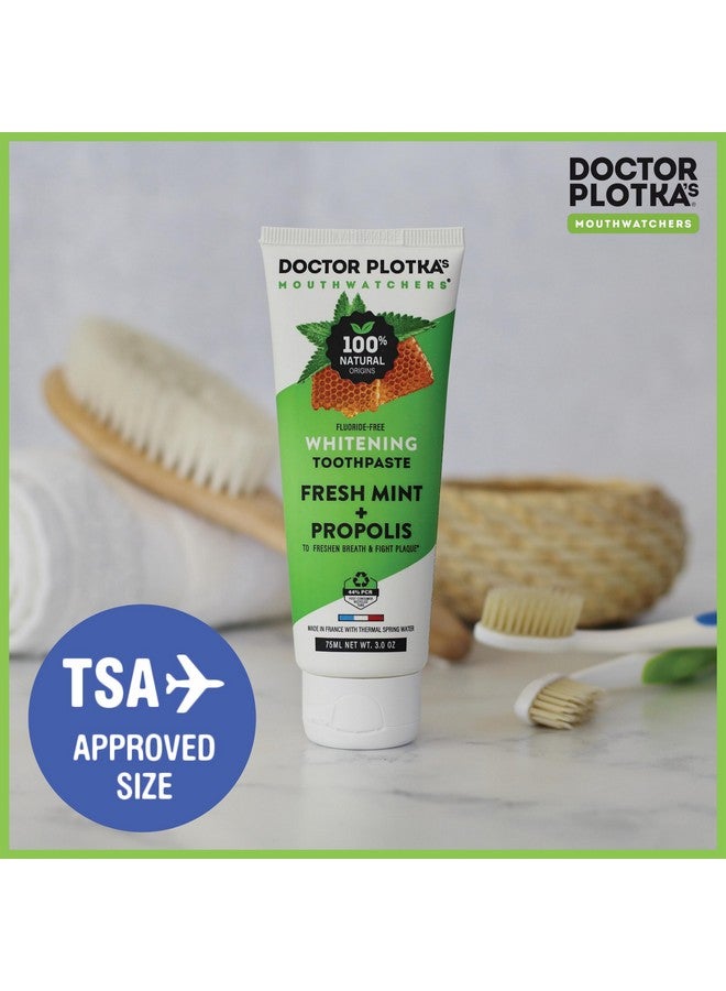 Dr Plotkas Natural Fluoride Free Whitening Toothpaste By Mouthwatchers Organic Propolis And Fresh Organic Mint Sensitive Teeth And Gums 3 Oz. Tube