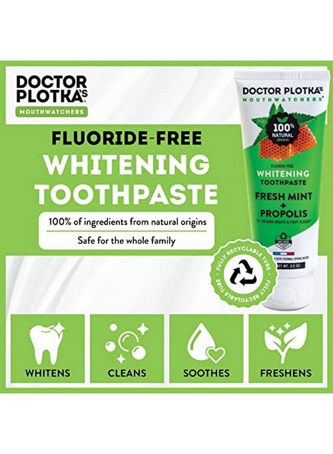 Dr Plotkas Natural Fluoride Free Whitening Toothpaste By Mouthwatchers Organic Propolis And Fresh Organic Mint Sensitive Teeth And Gums 3 Oz. Tube