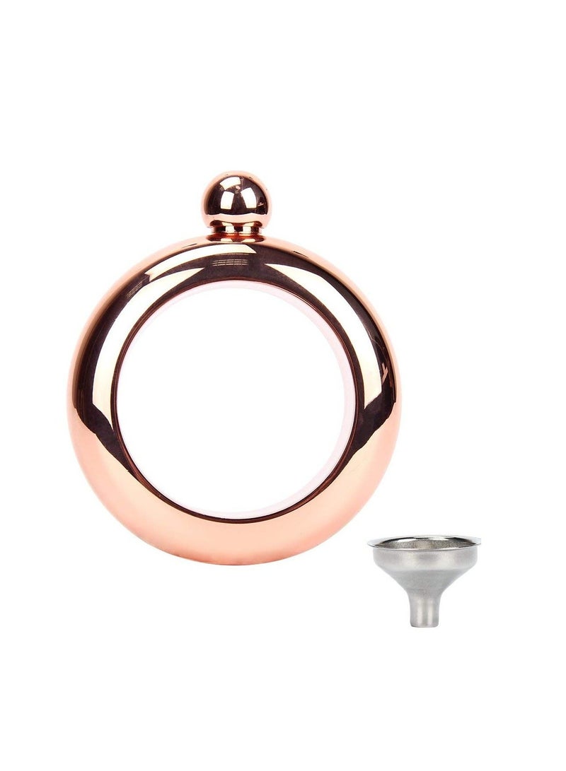 Hip Flask Portable Bangle with Crystal Lid for Men Women 3.5 OZ Wrist Wine Gift Rose Gold