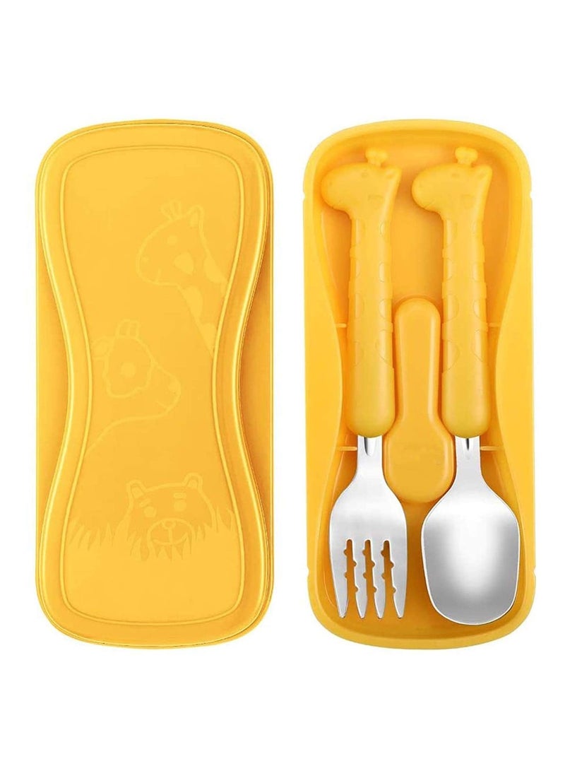Toddler Fork and Spoon Set Baby Silverware Stainless Steel Kid Utensils Child Flatware for Self Feeding Age 3+
