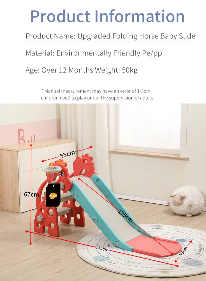 2 In 1 Multifunctional Sports Entertainment Children's Slide With Basketball Stand Combinable And Foldable Suitable For Indoor And Outdoor