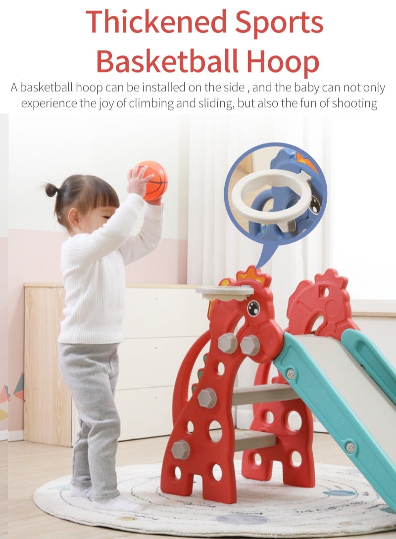 2 In 1 Multifunctional Sports Entertainment Children's Slide With Basketball Stand Combinable And Foldable Suitable For Indoor And Outdoor