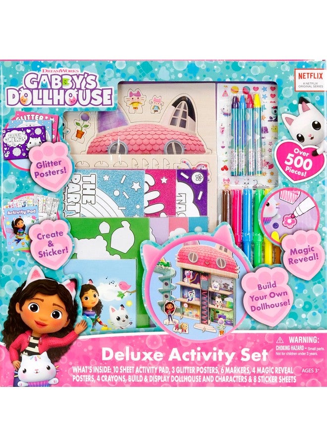 Gabby'S Dollhouse Deluxe Activity Setcreativity With Stickers Coloring And More Feat. Gabby Cat And Friends Playset Packed With Gabby'S Dollhouse Accessories For Kids Ages 3+