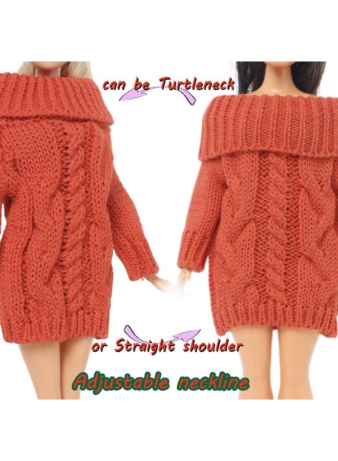 Winter Turtleneck Sweater Clothes For 11.5 Inch Girl Doll Accessories (Red Orange)