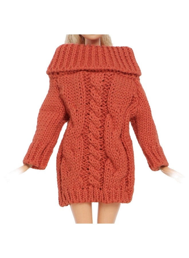Winter Turtleneck Sweater Clothes For 11.5 Inch Girl Doll Accessories (Red Orange)