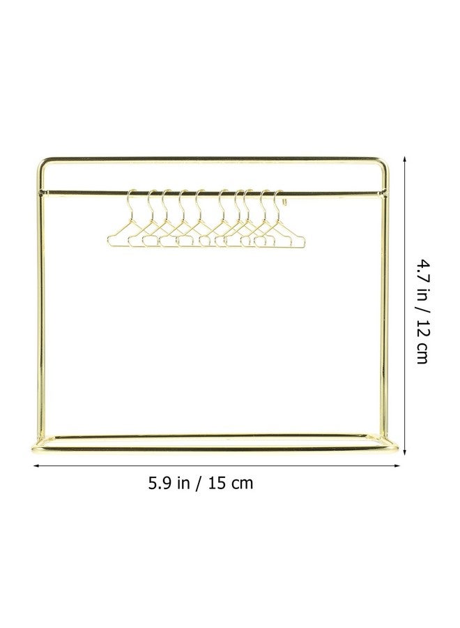 Miniature Doll Garment Rack Set Mini Doll Dress Clothing Display Rack With 10Pcs Mini Doll Clothes Hangers Doll House Furniture Accessories For Dollhouse Supplies Golden