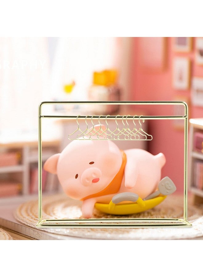 Miniature Doll Garment Rack Set Mini Doll Dress Clothing Display Rack With 10Pcs Mini Doll Clothes Hangers Doll House Furniture Accessories For Dollhouse Supplies Golden