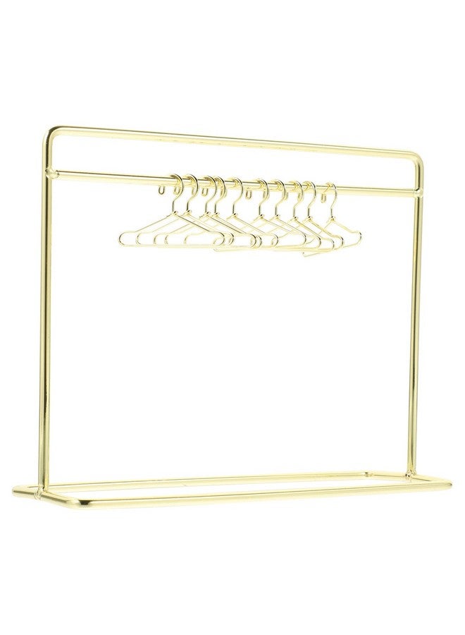 Miniature Doll Garment Rack Set Mini Doll Dress Clothing Display Rack With 10Pcs Mini Doll Clothes Hangers Doll House Furniture Accessories For Dollhouse Supplies Golden