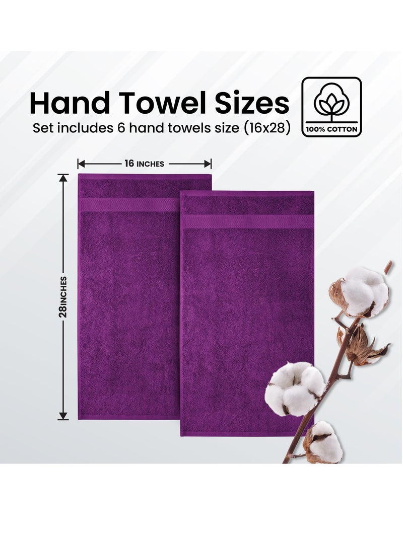 Premium Purple Hand Towels - Pack of 6, 41cm x 71cm Bathroom Hand Towel Set, Hotel & Spa Quality Hand Towels for Bathroom, Highly Absorbent and Super Soft Bathroom Towels by Infinitee Xclusives