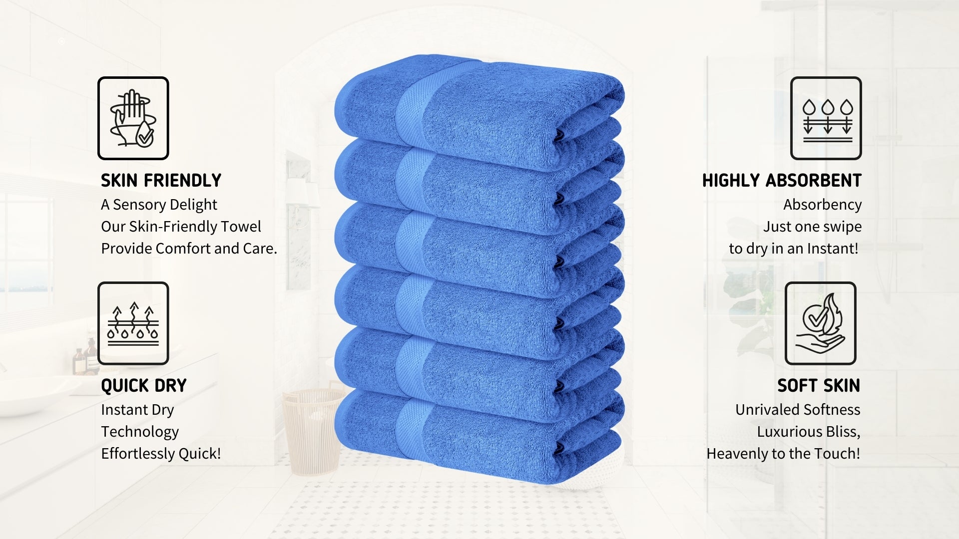 Premium Purple Hand Towels - Pack of 6, 41cm x 71cm Bathroom Hand Towel Set, Hotel & Spa Quality Hand Towels for Bathroom, Highly Absorbent and Super Soft Bathroom Towels by Infinitee Xclusives