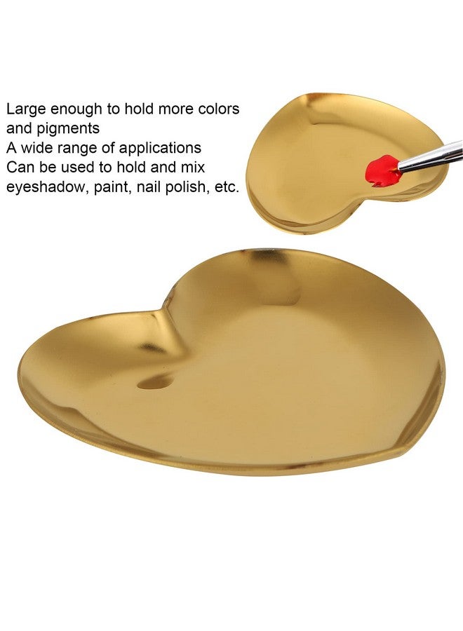 Nail Palette Makeup Palette Nail Palette Heart Shaped Art Palette Stainless Steel Makeup Mixing Palette Makeup Diy Paint Color Mixing Tray Nail Art Palette Resin(Gold)