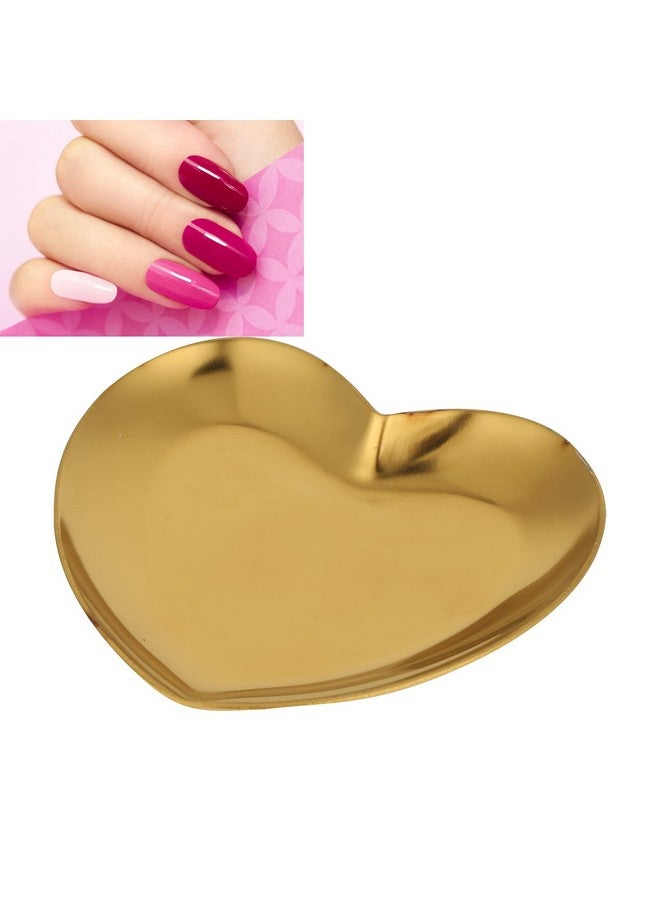 Nail Palette Makeup Palette Nail Palette Heart Shaped Art Palette Stainless Steel Makeup Mixing Palette Makeup Diy Paint Color Mixing Tray Nail Art Palette Resin(Gold)