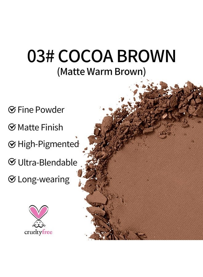 Single Brown Matte Eyeshadow Palette Velvet Eye Shadow Compact Powder Natural Makeup Longlasting Eye Makeup Ultrablendable Pigmented Color Vegan Formula 03 Cocoa Brown