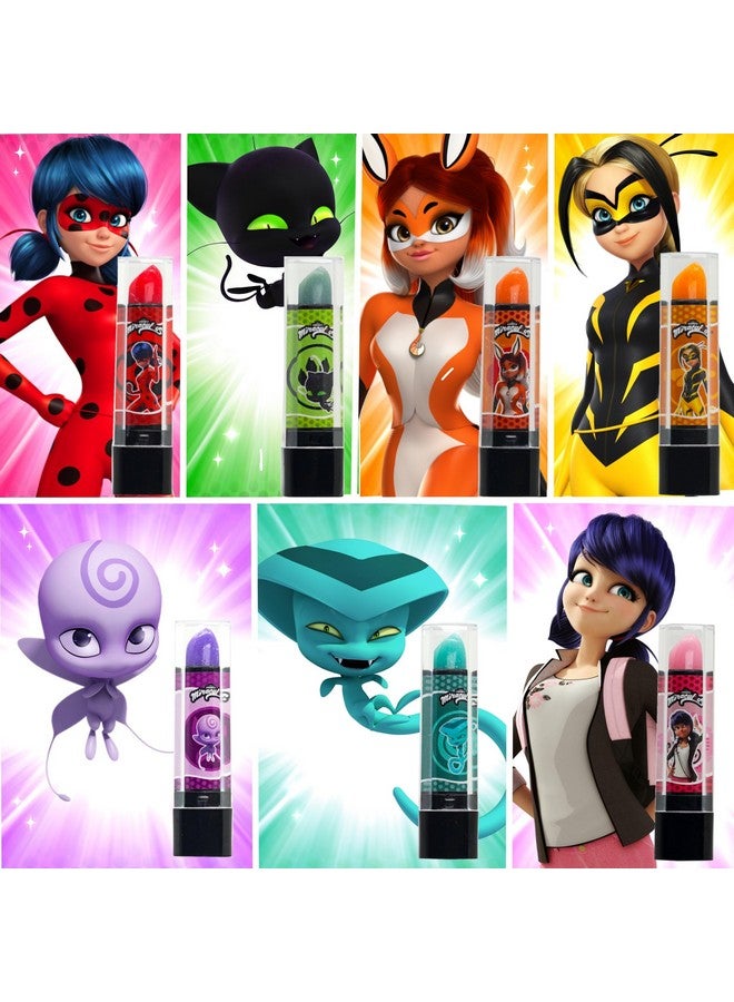 Ladybug Cosmetic Lipstick Set For Girls Party Pack With 7 Fruit Scented Color Changing Lipsticks For Kids Every Color Turns Glorious Pink When Applied (Wyncor)