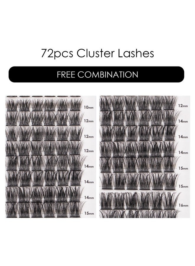 Cluster Lashes 72 Individual Lashes Clusters Eyelash Extensions False Eyelashes Diy Wispy Fluffy Lash Extension Kit Reusable False Eyelashes Natural Look Mix 1016Mm C D Curldm28