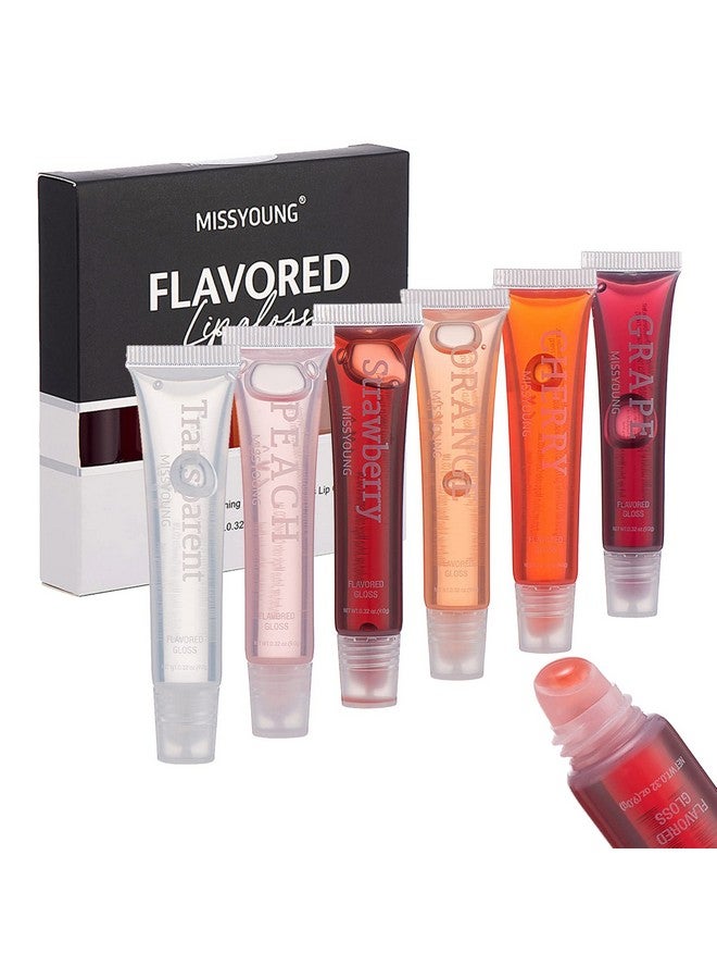 6Pcs Lip Oil Set Fruit Flavored Lip Gloss Moisturizing Lip Oil Hydrating Lip Gel Long Lasting Nourishing Nonsticky Fresh Texture