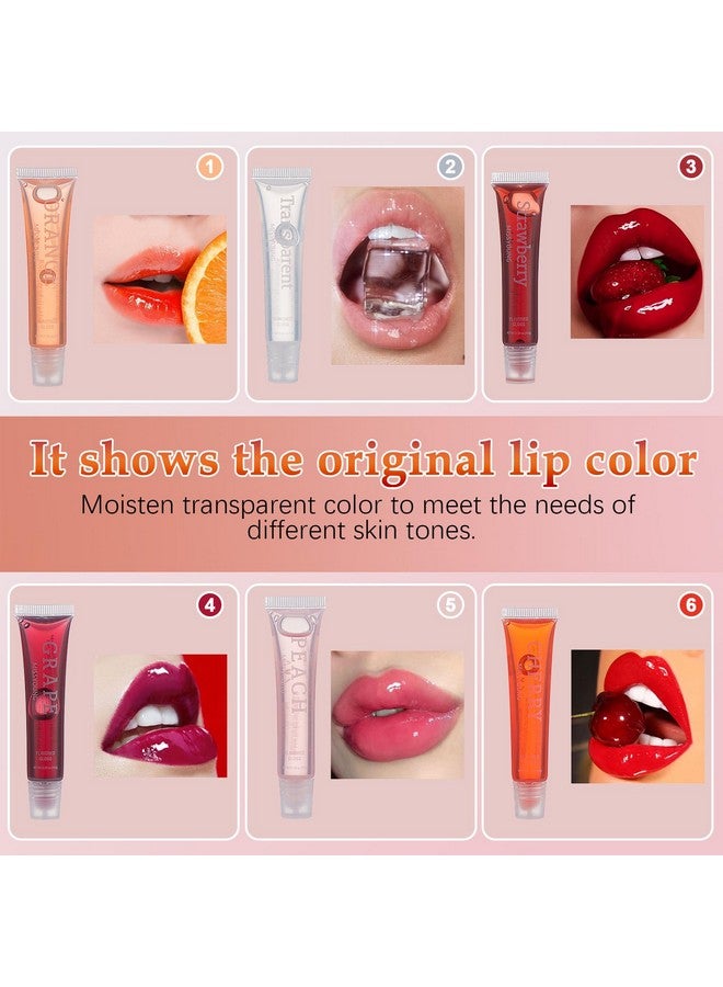 6Pcs Lip Oil Set Fruit Flavored Lip Gloss Moisturizing Lip Oil Hydrating Lip Gel Long Lasting Nourishing Nonsticky Fresh Texture