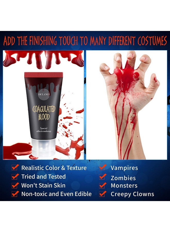 Halloween Fake Blood Makeup Kitedible Fake Blood Gel 1.06Oz + Fake Blood Spray 1.76Oz + Coagulated Blood 1.06Oz Realistic Washable Special Effects Sfx Makeup Set For Zombie Vampire Monster Cosplay