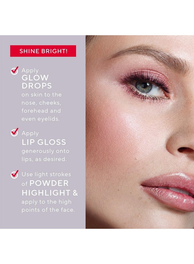 4Piece Makeup Set For Women & Girls Illuminizing Holiday Gift Setmakeup Set Includes Lip Gloss Glow Drops Powder Highlight & Blender Spongetalcfree & Paraben Free Cosmetic Set