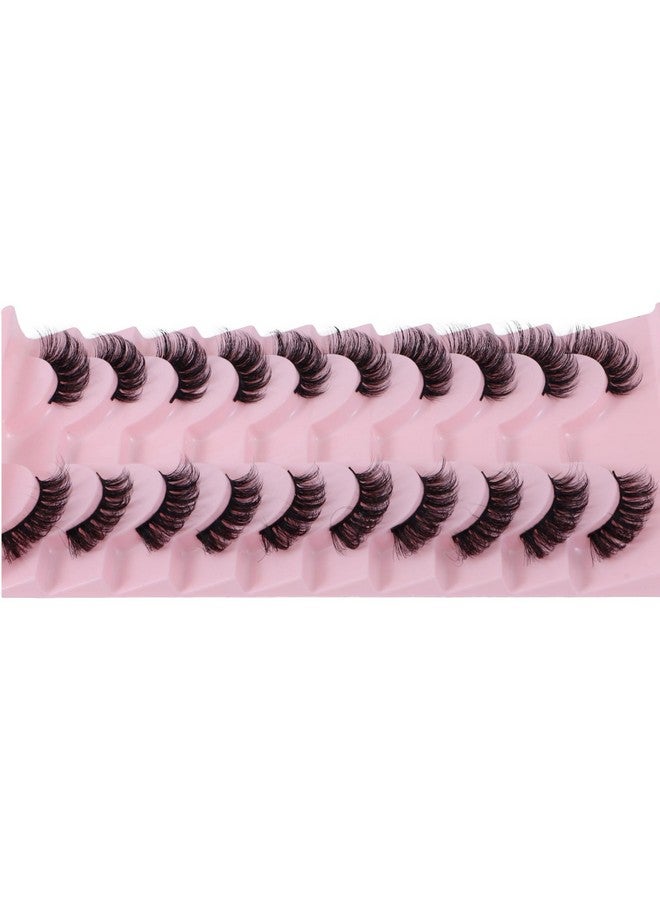 10 Pairs Half Lashes 3D Multilayers Fluffy Cat Eye Lashes Clear Band Natural Look False Eyelashes That Look Like Extensions 15Mm Curl Volume Lashes Reusable (A2)