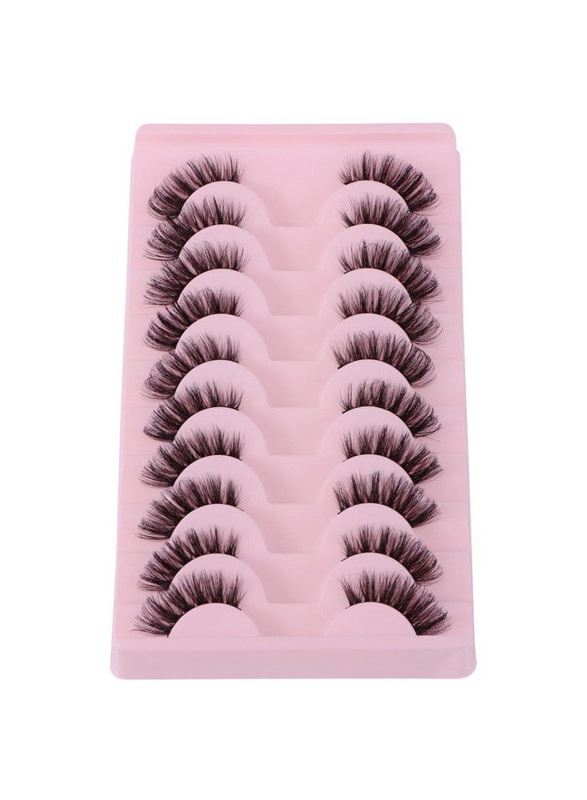 10 Pairs Half Lashes 3D Multilayers Fluffy Cat Eye Lashes Clear Band Natural Look False Eyelashes That Look Like Extensions 15Mm Curl Volume Lashes Reusable (A2)