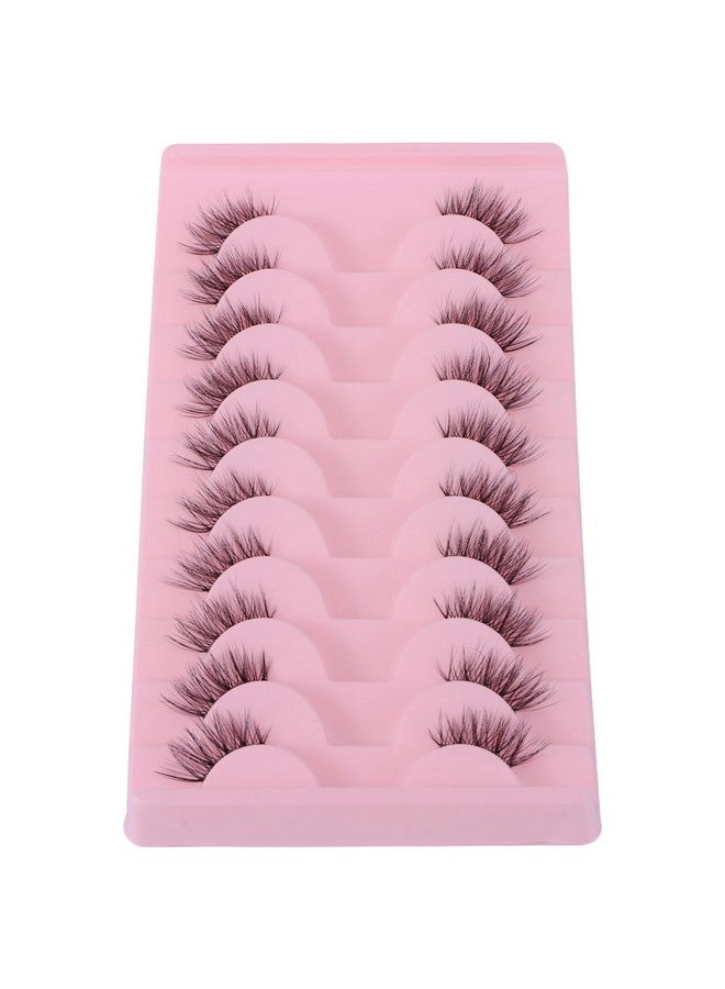 10 Pairs Half Lashes 3D Multilayers Fluffy Cat Eye Lashes Clear Band Natural Look False Eyelashes That Look Like Extensions 15Mm Curl Volume Lashes Reusable (A3)