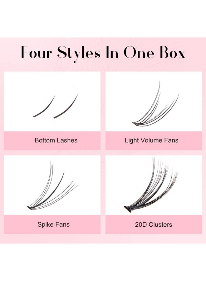 Lash Clusters Individual Lashes Multitype Mixed Diy Lash Extensions With Bottom Lashes 7D Spike Fans Light Volume Fans 20D Cluster Lashes For Self Application At Home