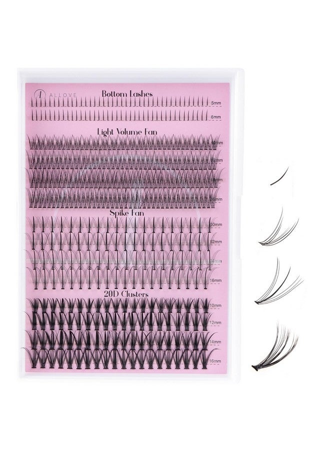 Lash Clusters Individual Lashes Multitype Mixed Diy Lash Extensions With Bottom Lashes 7D Spike Fans Light Volume Fans 20D Cluster Lashes For Self Application At Home