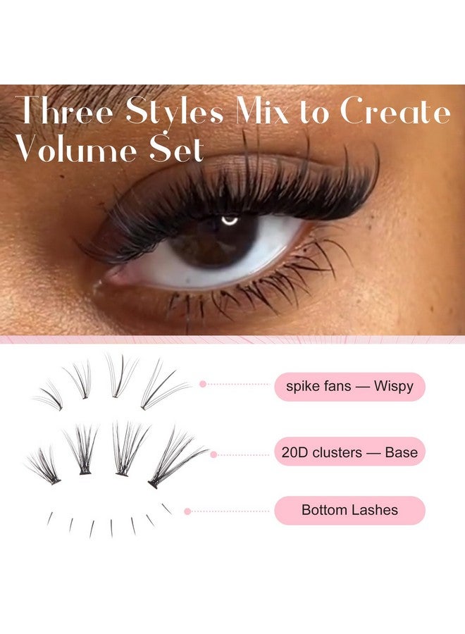 Lash Clusters Individual Lashes Multitype Mixed Diy Lash Extensions With Bottom Lashes 7D Spike Fans Light Volume Fans 20D Cluster Lashes For Self Application At Home