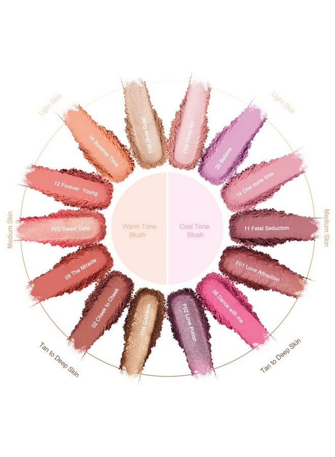 Shimmer Blush Cheek 2 In 1 Powdery Blush & Highlighter Pigmented&Blendable Shape & Highlight Face Vegan & Crueltyfree 4.8G F01 Love Attraction
