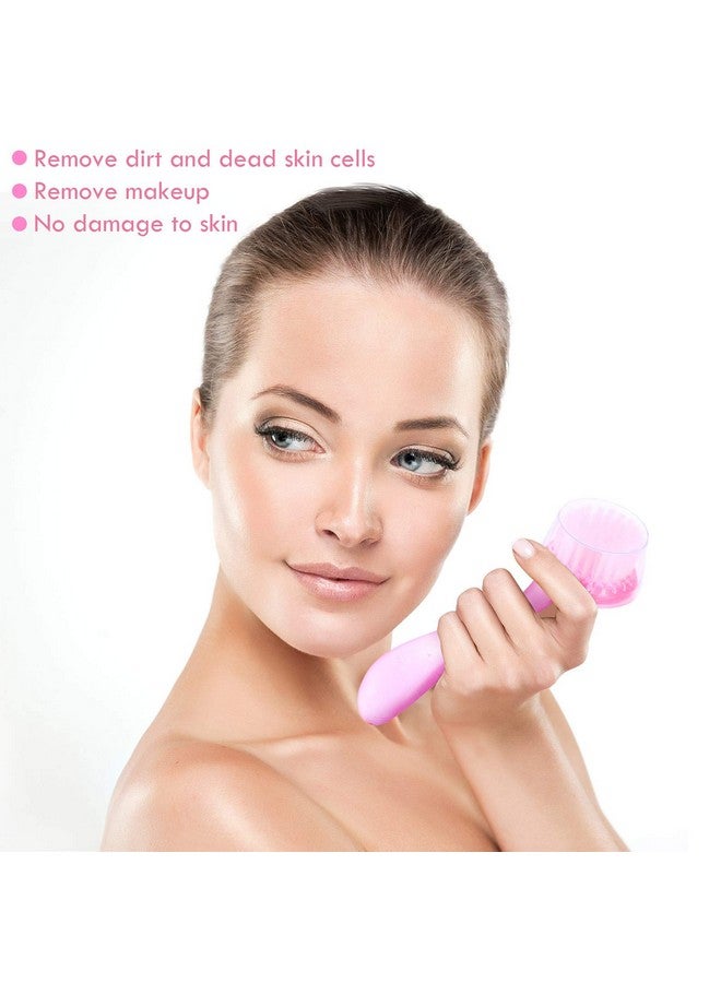 3 Pieces Facial Cleansing Brush Acrylic Handle Face Scrubbers Soft Bristle Exfoliator Cleaner Brush Scrub Exfoliating Facial Brush For Face Care Makeup Skincare Removal (Pink Purple Blue)