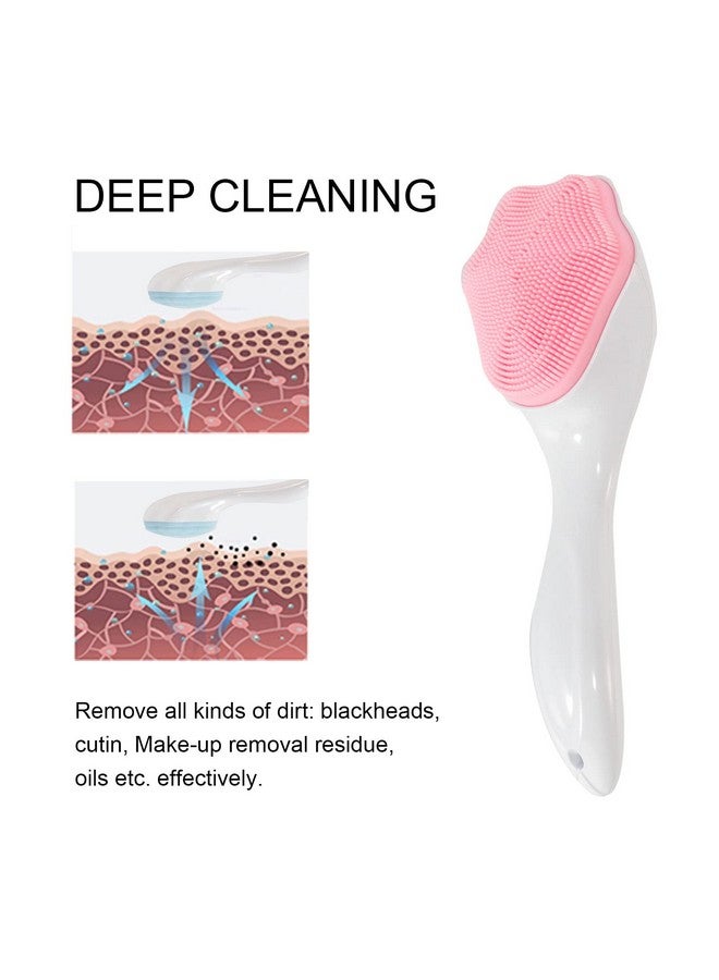 Silicone Face Scrubber Exfoliating Brush Beomeen 2 Pack Manual Handheld Facial Cleansing And Blackhead Scrubber Soft Bristles Waterproof For Face Skincare (Blue Pink)