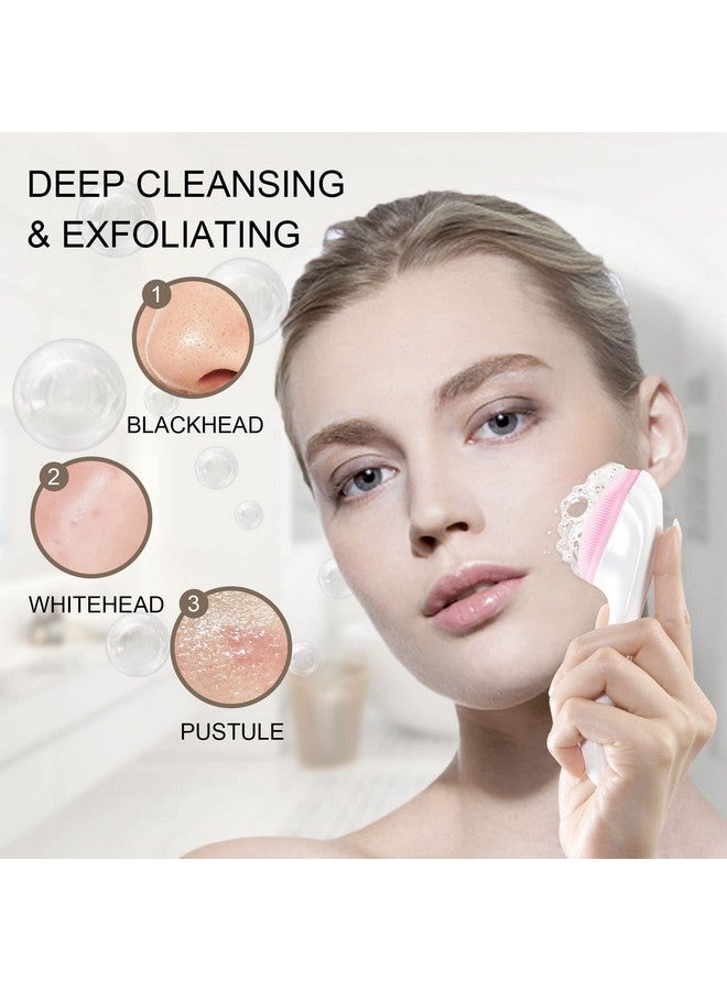 Silicone Face Scrubber Exfoliating Brush Beomeen 2 Pack Manual Handheld Facial Cleansing And Blackhead Scrubber Soft Bristles Waterproof For Face Skincare (Blue Pink)