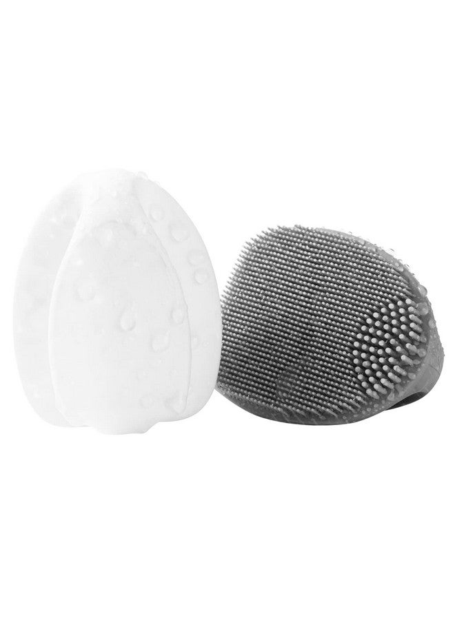 Silicone Face Scrubbersoft Silicone Facial Cleansing Brush Wash Sponge Massage Pore Blackhead Removing Exfoliating Scrub For Sensitive Greasy Dry And All Kinds Of Skin (White+Gray)