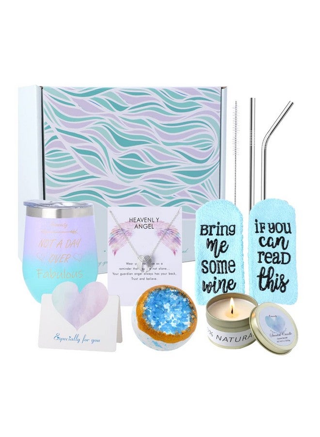 Spa Get Well Soon Bath Gift Baskets Sets For Women Relaxation For Families Birthday Valentines Mothers Day With Wine Tumblerblue Sea Song