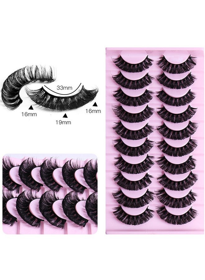10 Pairs False Eyelashes Russian Strips Eye Lashes Fluffy False Lash Wispy Eyelash Extension Natural Look D Curly Volume Fake Eyelashes Reusable Eye Lash For Women Girls
