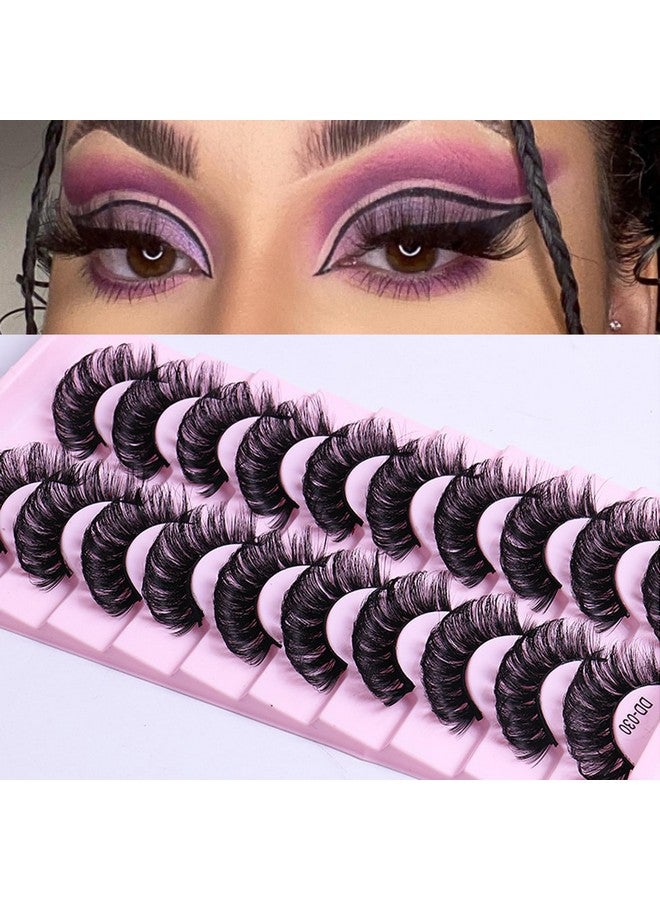 10 Pairs False Eyelashes Russian Strips Eye Lashes Fluffy False Lash Wispy Eyelash Extension Natural Look D Curly Volume Fake Eyelashes Reusable Eye Lash For Women Girls
