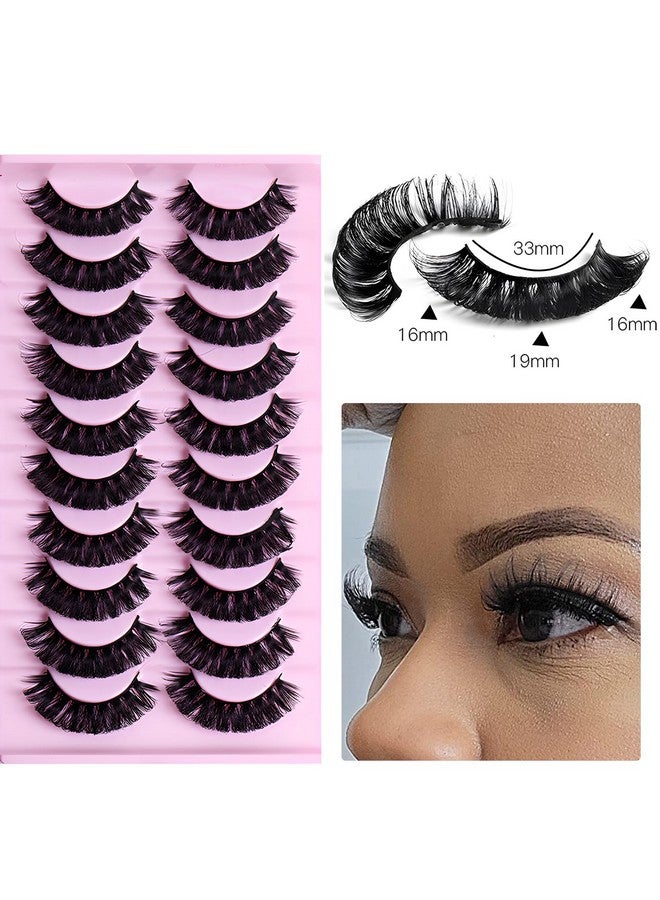 10 Pairs False Eyelashes Russian Strips Eye Lashes Fluffy False Lash Wispy Eyelash Extension Natural Look D Curly Volume Fake Eyelashes Reusable Eye Lash For Women Girls