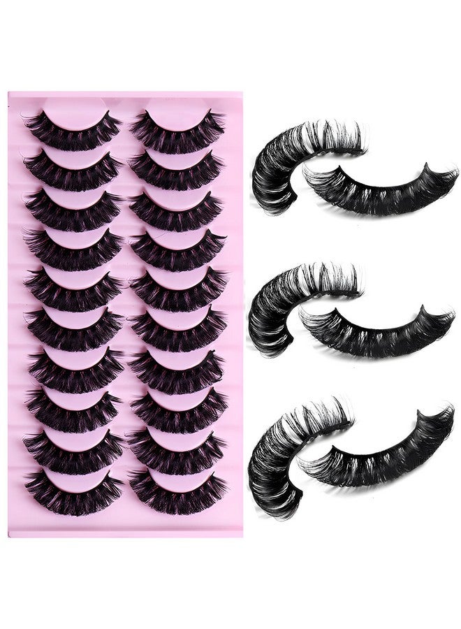 10 Pairs False Eyelashes Russian Strips Eye Lashes Fluffy False Lash Wispy Eyelash Extension Natural Look D Curly Volume Fake Eyelashes Reusable Eye Lash For Women Girls